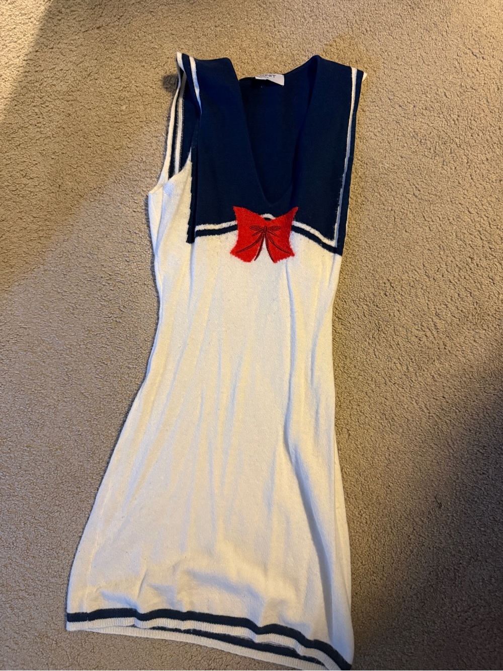 Prix Knit Navy Sailor-Style Knit Mini Dress
